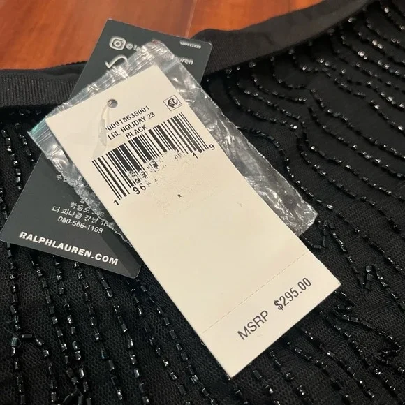 LAUREN Ralph Lauren Sequin Skirt Black Beaded A-Line Mini Midi Party New Size 14 - Picture 3 of 10